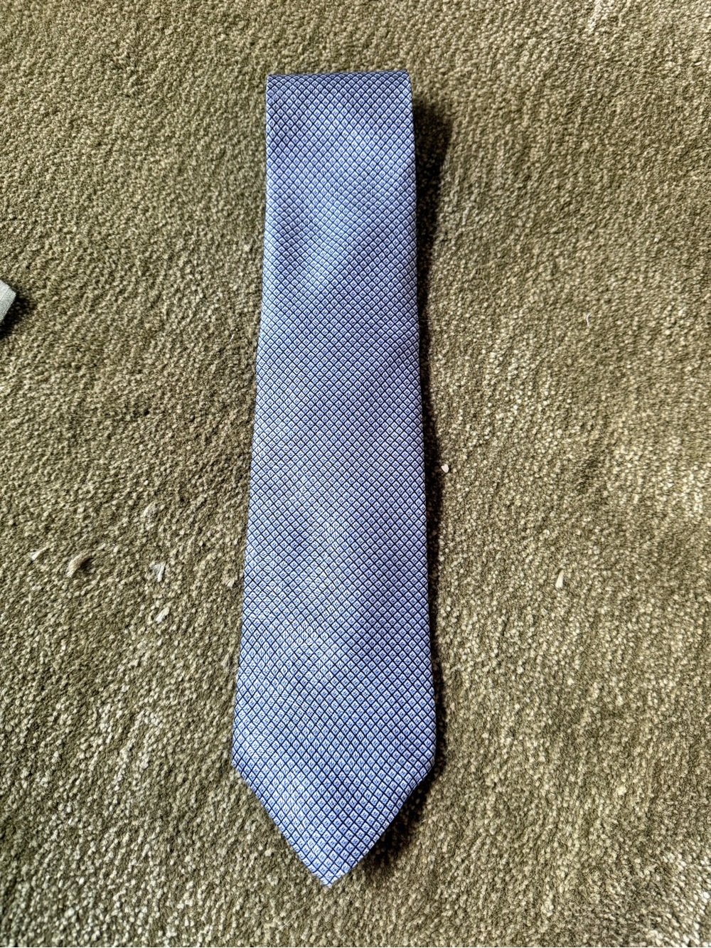 Men's Blue Textured Diamond-Pattern Tie